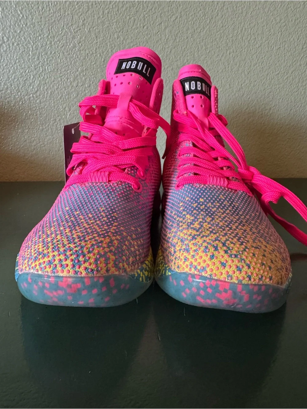 NWT NOBULL High Top Neon Pink Glitch Gym Workout Size: (W7) (M 5.5)